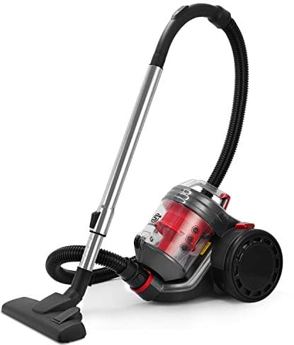 SUPERLEX Cylinder Bagless Vacuum Cleaner 700W Powerful, Compact & Lightweight Vacuum and Carpet Cleaner, HEPA Filter, for Hardwood Floor Carpet Pet Hair (Red)