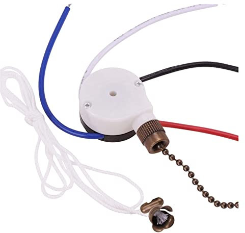 Interrupteur à tirette, interrupteur de plafond, kit d'interrupteur de ventilateur de plafond 3 vitesses 4 fils, interrupteur de contrôle de vitesse à glissière for interrupteur de ventilateur, ZE-208