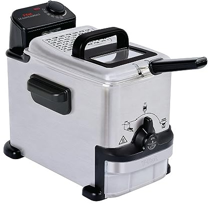 T-fal Compact EZ Clean Stainless Steel Deep Fryer with Basket for Home Use, 1.8 Liter Oil and 1.7 Pound Food Capacity, 1200 Watts, Easy Clean Temp Control, Oil Filtration, 1.8 L