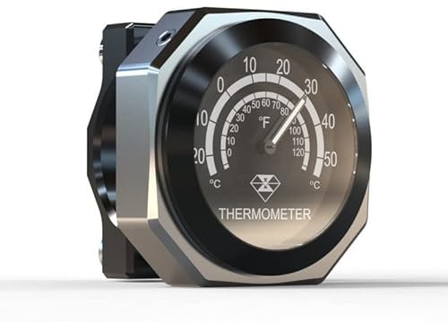 SANWAN Motorrad-Lenker-Thermometer; Wasserdichtes, leuchtendes Temperaturmessgerät aus Legierung; Kompatibel mit Yamaha, Suzuki, Kawasaki; Schwarz/Rot