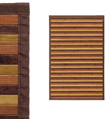 DAMDAM GO Alfombra Antideslizante, Alfombra de Madera de Bambú, Antimanchas, Resistente a la Humedad, para Salón, Dormitorio, Cocina, Baño, Pasillo (Multi-Marron)