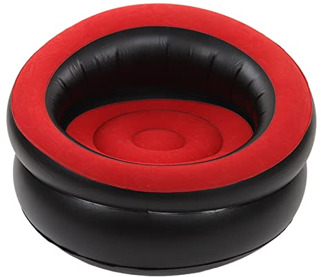 HAOHIZE Aufblasbare Couch, Beflockt Luftsofa, Einfacher Aufblasbarer Stuhl Sofa, Aufblasbarer Sessel Klein für Indoor, Outdoor, Wohnzimmer, Schlafzimmer, Lesezimmer, Büro, Balkon, Camping (Rot)