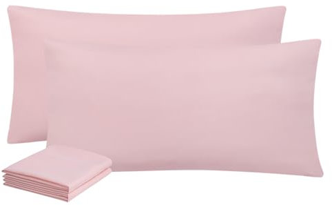 Aisbo Kissenbezug 40 x 80 2er Set - Kopfkissenbezug 40x80 Rosa für Damen mit Reißverschluss aus Mikrofaser, ÖKO-TEX Kissenhülle 40x80cm, Weich und Bügelfrei