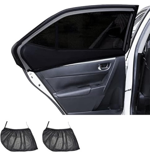 2 Pièces Chaussette Voiture Soleil, Chaussette Vitre Voiture Bebe, Cache Soleil pour Fenêtre Voiture Bebe, Grande éLasticité, Respirant, Protection UV, Anti-Moustique (Fenêtre Arrière Uniquement)
