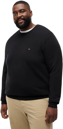 Tommy Hilfiger Herren Pullover Essential Structure Crew Neck aus Baumwolle, Schwarz (Black), 2XL