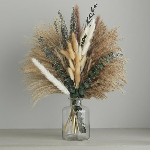 crafity Pampasgras Deko für Vase Trockenblumen 44cm Pampasstrauß mit Lavender Getrocknete Blumen Deko Getrocknetes Pampasgras Bouquet für Tischdeko Zuhause Whonzimmer