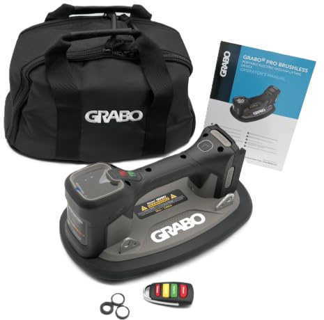 GRABO Brushless-Digitaler Akku Vakuum Saugheber 120kg [Marken Akkukompatibel] elektrischer Platten & Fliesenheber mit Auto-Nachsaugung, Digital Display für Glas, Stein & Fliesen (OHNE AKKU) (GPB-DE)