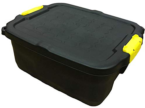 Strata Heavy Duty Black Storage Crate & Lid (24 Litre)
