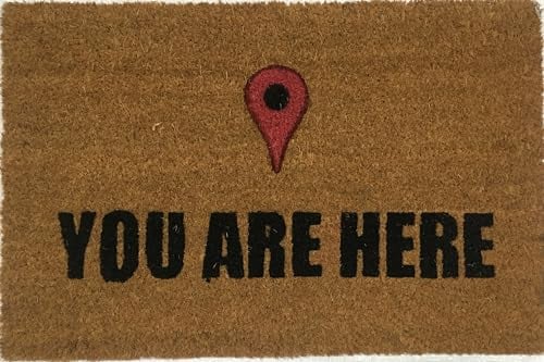 KOKO DOORMATS Kokos Fußmatte außen mit Anti-Rutsch PVC | Lustige Türmatte You Are Here | Umweltfreundlich, Robust & Pflegeleicht | 60x40 cm für Außenbereich & Haustür