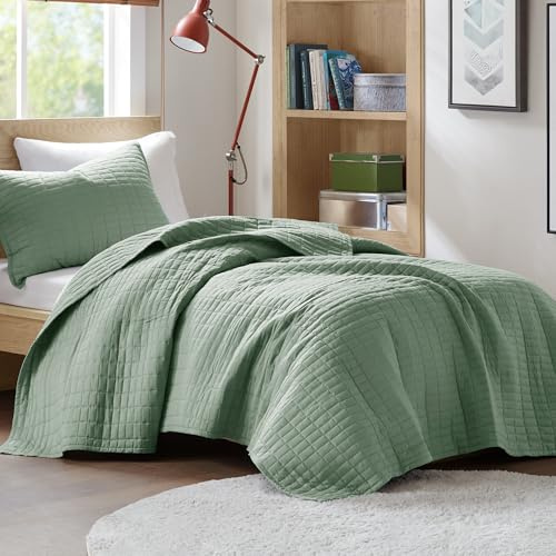 Comfort Spaces All Season, Lightweight, Coverlet Bedspread Bedding, Matching Shams, Microfiber, Sage Green, Twin/Twin XL(66x90)