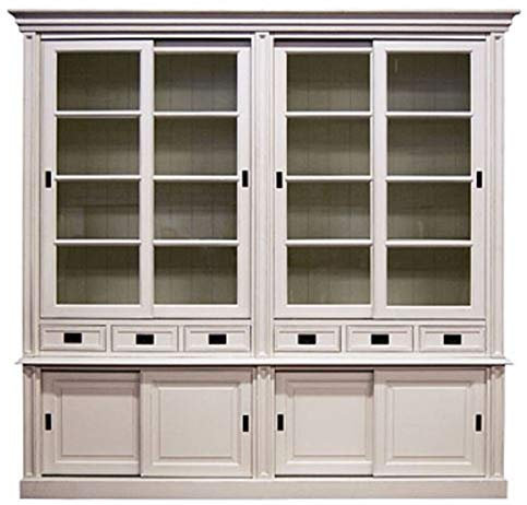 Casa Padrino Landhausstil Schrank mit 8 Schiebetüren und 6 Schubladen Weiß 250 x 52 x H. 240 cm - Landhausstil Möbel