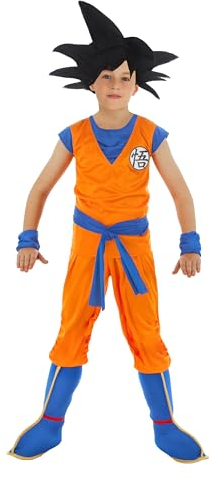 Chaks - Costume Goku Saiyan, Dragon Ball, set da 7 pezzi per bambini, outfit per carnevale, Halloween e appassionati di anime