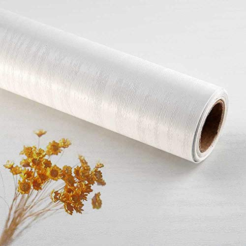 Weißes Holz-Kontaktpapier, selbstklebend, wasserdicht, Tapete, dekorative Vinylfolie für Möbel, echtes Holz, taktile Oberflächen, leicht zu reinigen, 39,9 x 300 cm