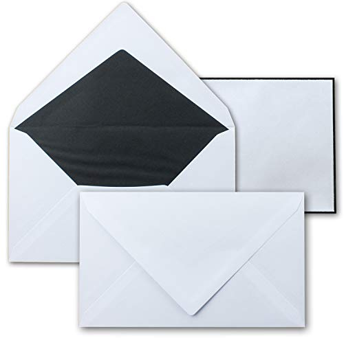 15x Trauer-Umschläge mit schwarzem Trauer-Rand, handgerändert - Größe: 12 x 20 cm - 80 g/m²- mit schwarzem Seidenfutter