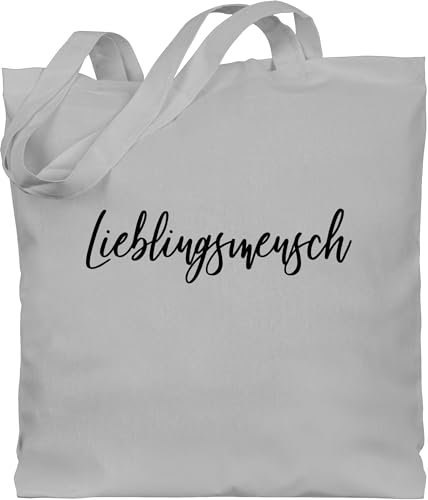 Baumwolltasche - Valentinstag - Taschen - Lieblingsmensch Schwarz - Unisize - Hellgrau - valentinstag-tasche valentines day tasche geschenk geschenke lebenspartner stoffbeutel fürn partner jute