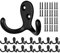 BIGLUFU 14 Stück Kleiderhaken Schwarz, Garderobenhaken Vintage, Doppelt Wandhaken Metall Haken mit 28 Stück Schrauben, für Mäntel, Handtücher, Rucksack, Hut