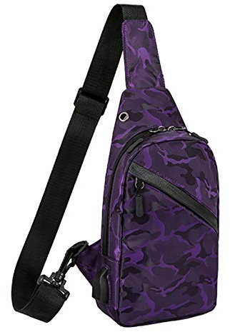 Sleeping forest Sling Bag for Men Lightweight Small Backpacks Water-proof Rucksack Sport Shoulder Bag Travel Chest Bag Cross Body Bag Gym Outdoor Personal Pocket Bag Daypacks for Men and Women Violet