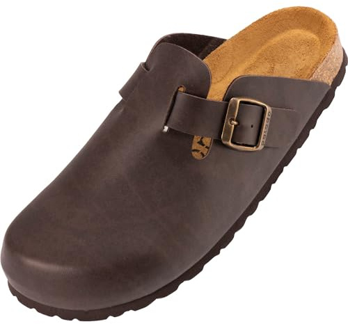 Palado Clog Damen Kiel - bequeme Hausschuhe Made in Spain - modische Pantoletten mit Kork-Fußbett - Sommerschuhe Dunkelbraun UK8 - EU41