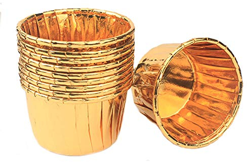 Spesh 50 Stücke Muffinform Papier Gold 50er Pack Einweg-Muffin-Backbecher,für Weihnachten,Hochzeit,Geburtstagsfeier,7-Farben(Gold)