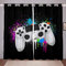 Tbrand Gamepad Vorhänge Jungen Gamer Fenstervorhang 245x140cm Weißes Videospiel Gamepad Blickdichte Vorhänge Für Kinder Schlafzimmer Dekor Bunte Krawattenfarbe Modern Game Controller