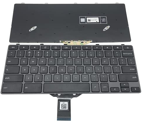 GOTINSN US Layout Laptop Keyboard for Dell Chromebook 3100 5190 Laptop Without Backlight TPN-136US001909 AE09U018 NSK-EJ1SW Black keycap Gray Frame Without Backlight 3100