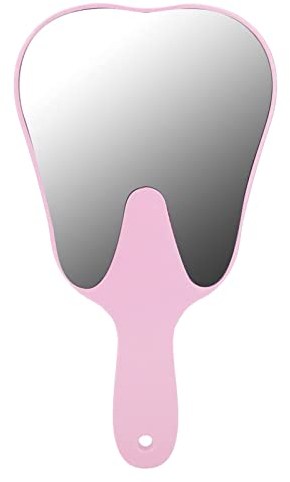 Agatige Zahnförmige Zahnspiegel, süßer tragbarer Handspiegel mit Make -up -Spiegel Patientspiegel für Zahnarztdekorationen Oral Clinic Salon Barber (Rosa)