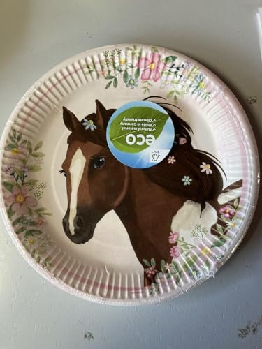 amscan 9909874-66 – Assiettes Beautiful Horses 8 pièces, diamètre 22,8 cm, papier, chevaux, assiettes en carton, assiettes jetables pour fête d'anniversaire d'enfant