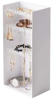 YAMAZAKI Home Tower Schmuck- und Make-up-Organizer, Standup-Kosmetik-Aufbewahrungsbox, Vitrine, Zubehör – ABS-Kunststoff