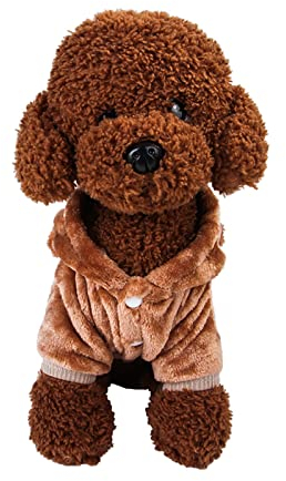 Hundepullover mit Kapuze, für Chihuahua-Welpen, Stretch-Fleece, Größe XL, Braun