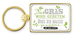 Anagram 1 Schlüsselanhänger mit Spruch Das Gras wrid gebeten über die Sache zu wachsen. Das Gras Bitte! ca. 5 x 3,5 cm ohne Ring gemessen Metall Gold Glas
