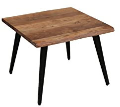 byLIVING Couchtisch Caddy/Beistelltisch Massivholz Akazie Natur/Füße Metall schwarz/mit Baumkante/B 60, H 45, T 60 cm