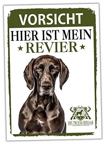 Deutsch Kurzhaar Schild Revier Jagd Türschild Hundeschild Warnschild Hund DK Vorstehhund Geschenkidee lustiger Spruch Hundemotiv Aluminium Wetterfestes Hundeschild