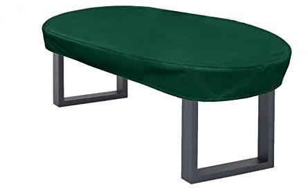 Premium Abdeckplane Oval 230x100x15 cm Essbank Sitzbank Holzbank Gartenmöbel Gartentisch Hülle Abdeckung Haube Schutzhülle Abdeckhaube 900 D, 500 g/m², 6.000 mm Wasserbeständigkeit Tannengrün