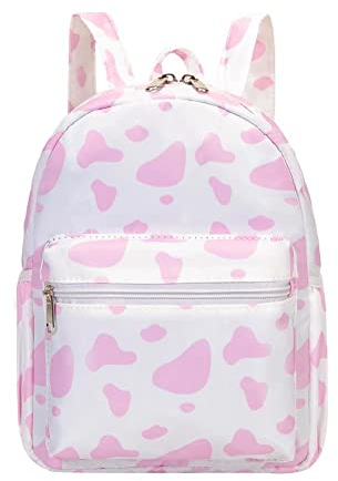 YiXiamo Niedlicher Mini-Rucksack für Kinder und Erwachsene, Rosa mit Kuh-Aufdruck., mini, Casual