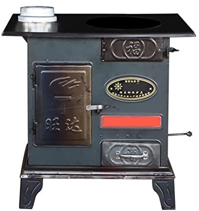 Brennholzofen, Holzbefeuerter Kamin, Feuerstelle Auf Großer Terrasse Oder Terrasse, Stahlgussofen für Den Innen- und Außenbereich Zum Kochen, Ländliche Heizung,56×35CM