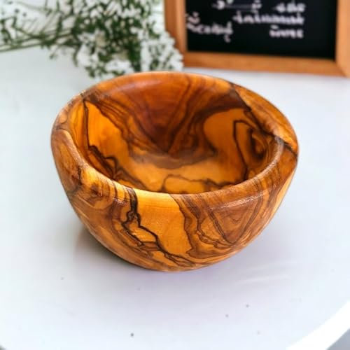 Olive Wood Small Handcrafted Wooden Bowl for Dips Snacks Salad
