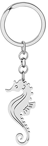 LONYOO Porte-clés Tortue Mignonne Porte-clés Requin Méduse Crabe Hippocampe Dauphin Cadeaux pour Femme Filles Bijoux Baleine Charms (Plaqué Argent Hippocampe)