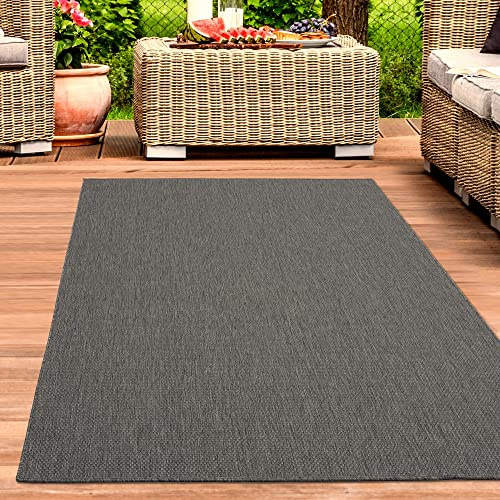 CARPETIA In- & Outdoor Teppich Sisal-Optik Anthrazit Farbecht 160x220 cm | Pflegeleicht, farbecht, schmutzabweisend und strapazierfähig, OEKO-TEX geprüft, für Fußbodenheizung, Balkon & Terrasse