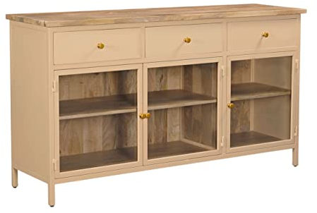 Retro Landhaus Sideboard Provence Metallkorpus Holz Champagner 160cm