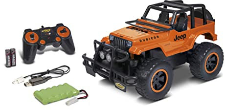 Carson 1:12 Jeep Wrangler 2.4G 100% RTR orange - Ferngesteuertes Auto, RC Fahrzeug, inkl. Batterien und Fernsteuerung, für Kinder, Jugendliche, Erwachsene und Rentner