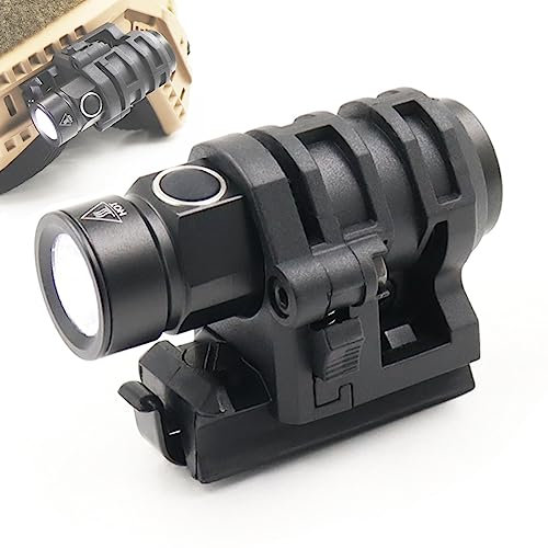 LThyzszb Tactical Helmet ARC Rail Light LED Mini Military Helmet Flashlight with Strobe/Strong/Low Lamp 500 Lumens, Pocket Pen Flashlight with 20mm Picatinny Rail Mount (Black)