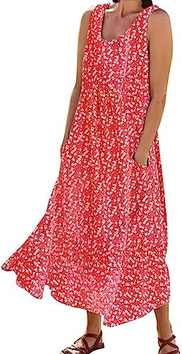 DeaAmyGline Mesdames Été Poche sans Manches Col Rond Balançoire Mode Robe Florale Tenue Africaine Robe Longue Robe De Soirée Femme Enceinte