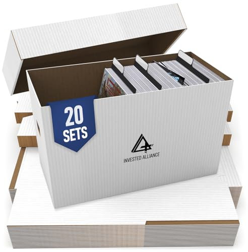 Premium Short Comic Book Storage Box (20 Pack - White). Thick Cardboard Comic Book Box/Cabinet. Comics Books Bin for 150-175 Collectibles. Comics Boxes Storage Case/Cabinet to Showcase Collectibles.