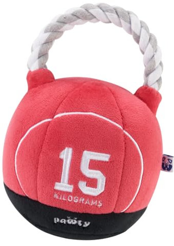Pawty Dog Toys - Kettlebell Interactive Dog Toy - Parody Cute Plush Toy - Fetch & Tug of War - Parody Chew Toy - Cute Dog Gifts for Favorite Dog Birthday - Tough Chew Resistant Durable Strong Biters