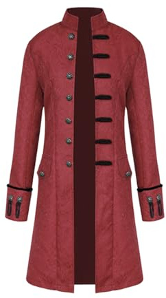 FJKVKDT Herren Mittelalter Mantel, Viktorianische Hof‑Uniform Outfit | Renaissance Vintage Kostüm für Erwachsene, passend für Halloween, Festival‑, Cosplay‑ und thematische Alltagsanlässe