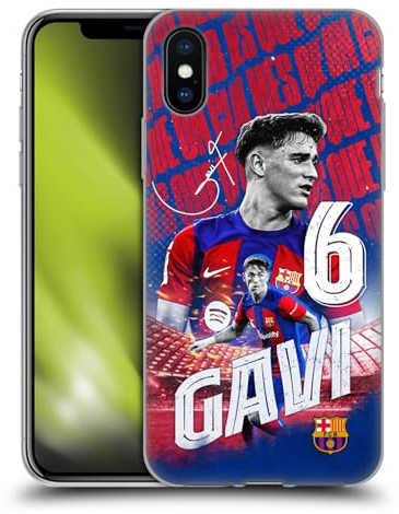 Head Case Designs Licenciado Oficialmente FC Barcelona GAVI 2023/24 Primer Equipo Caso Funda de Gel Suave Compatible con Apple iPhone X/iPhone XS