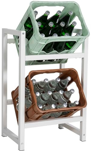 CLP Getränkekistenständer Stack I Platzsparendes Robustes Kistenregal für Getränkekisten I In verschiedenen Größen und Farben erhältlich, Farbe:weiß, Größe:75x47x31 cm