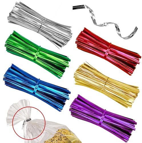 4800 Piezas MetáLico Lazos De Torcedura, Lazos De Torcedura, Twist Ties Alambre MetáLico Decorativo para Regalo Bolsa,Bolsa De Dulces,Chocolate,Galletas,Bolsa De Papel Celofan(10cm) | Corbatas reutilizables, clips de cierre para bolsas, bolsas de celofán, bolsas de dulces, panadería, etc