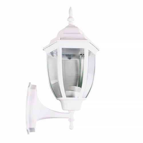 Partenopea® Applique a lanterna lampada da parete per esterno e interni in alluminio IP45 stile vintage per mura casa locali bar attacco per lampadine E27 (Bianca, Lampada esclusa)
