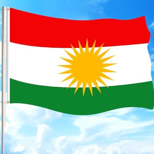 HPMAISON Kurdistan Flagge 90x150cm Kurdistanfahne mit Messingösen Lebendige Farben Polyesterfaser Weltmeisterschaft Parade Feierliche Dekorationen